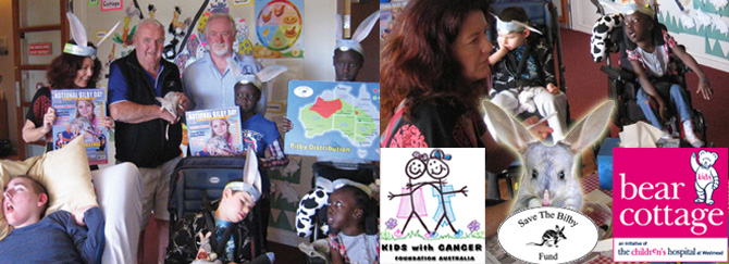 Easter Bilby visits Kids with cancer are Bear Cottage
